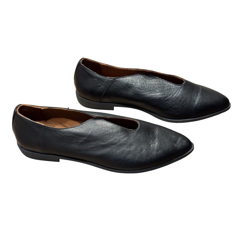Bueno Black Leather Berkley Pointed Toe Loafer Shoes Womens 40 Office